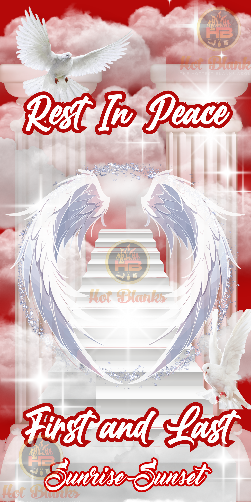 Red Rest in Peace Editable Canva TemplateGrave blanket Hot Blanks