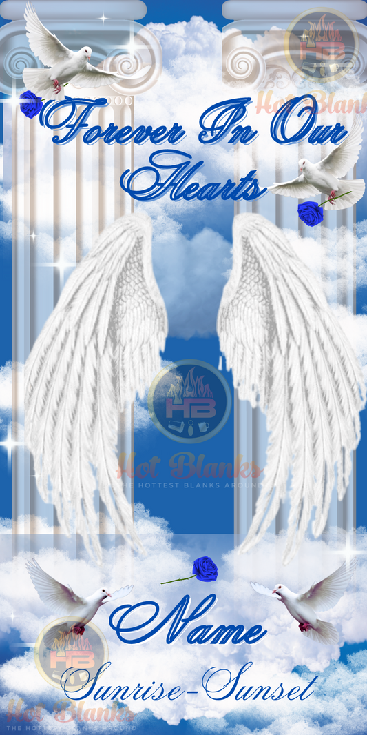 Blue Forever in Our Hearts Editable Canva Template-Grave Blanket